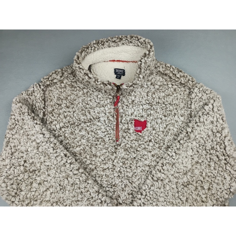 Home Free Ohio Home Sherpa Fleece Quarter Zip Pullover Tan Cream Large